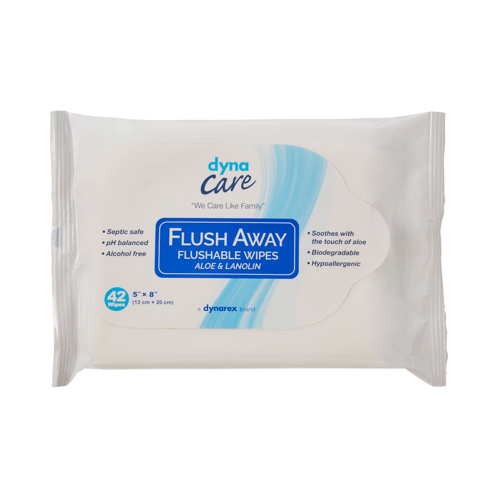 Wipe Wet Flushable Personal Wipe Flush Away Junior Soft Pack Scented 5 Inch x 8 Inch (42/BX 12BX/CS) by Dynarex Corporation  ID 1324